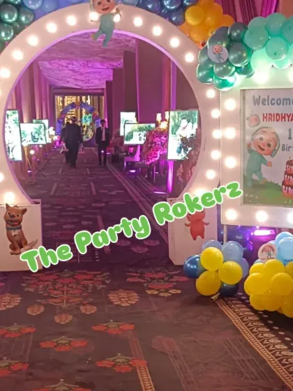 A lighted tunnel entrance for a Cocomelon party, creating a magical experience for guests as they walk into the venue.