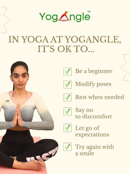 My studio is a judgment-free zone. This graphic reminds you that it's okay to be a beginner, to modify poses, and to rest when you need to. Your practice is yours alone.