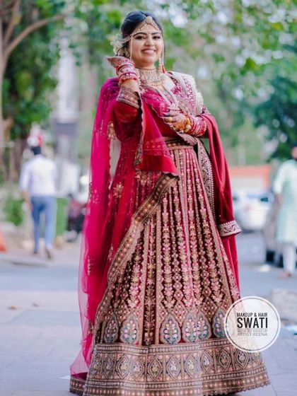 Our bride Henoy looking stunning in her red wedding lehenga. My artist Swati created a classic, glamorous look for her big day.