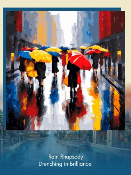 'Rain Rhapsody' by Ria Aboobakar, another impressionist masterpiece we featured in our World Art Dubai promotions, highlighting her command of color and light.