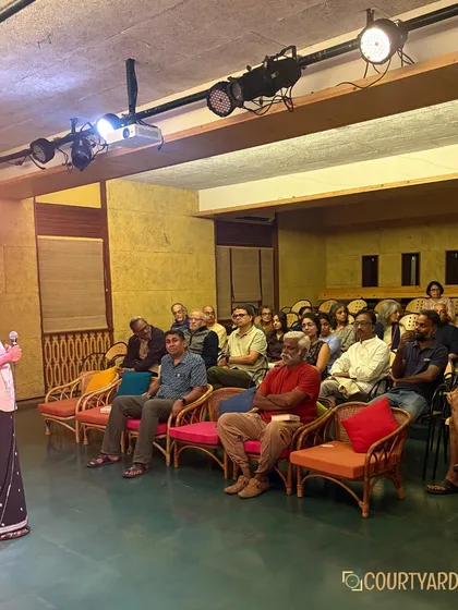 The audience engaged in a Q&A session after Nagaraja Prakasam's talk. We strive to be a space where ideas meet action and important conversations take place.