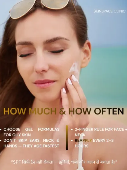 How much sunscreen should you use? The "two-finger rule" is a great guideline for your face and neck. Don't forget to reapply every 2-3 hours for continuous protection.