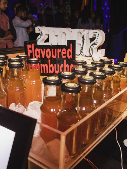 We also offer a range of non-alcoholic options like this selection of flavored kombucha. It's a great way to ensure all your guests have a delicious and interesting drink choice.