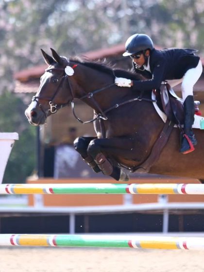 Celebrating a stellar victory for my rider Jaiveer Varma in the NEC Grade 2 jumping competition. His success is a direct result of his hard work and the training he receives here.