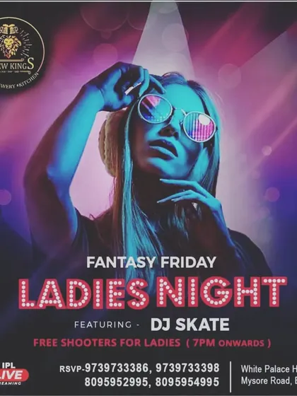 "Fantasy Friday Ladies Night" poster, another one of my regular themed nights.