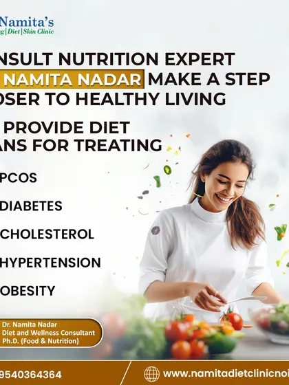 I provide specialized diet plans for a range of health conditions including PCOS, Diabetes, high cholesterol, hypertension, and obesity. My approach is to understand your unique needs and create a practical plan for your long-term health.