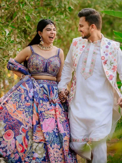 A moment of pure joy and laughter during a pre-wedding shoot. My approach is to create a relaxed environment where these real emotions can shine.