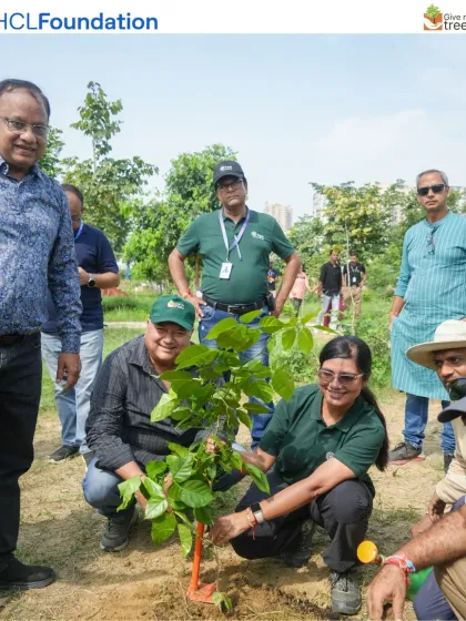 These images showcase individual employees from EXL, Marsh, Amdocs, Telus, HCL, and Northern Trust deeply engaged in the act of planting. Each photo captures a personal moment of connection with nature, showing the focus and care that our corporate volunteers bring to these drives.