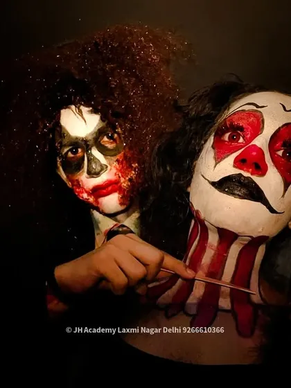 Another creepy clown and zombie makeup look from our Halloween party. These events provide great practice for students interested in SFX and character creation.