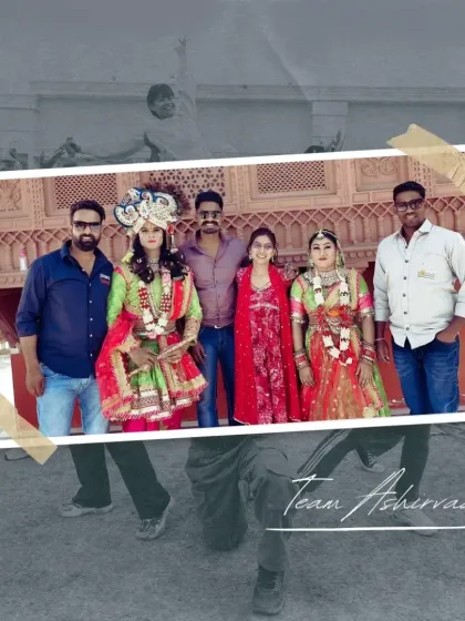 Behind the scenes with our performers in their Radha-Krishna costumes. We pay close attention to every detail, from choreography to costumes, for our themed acts.