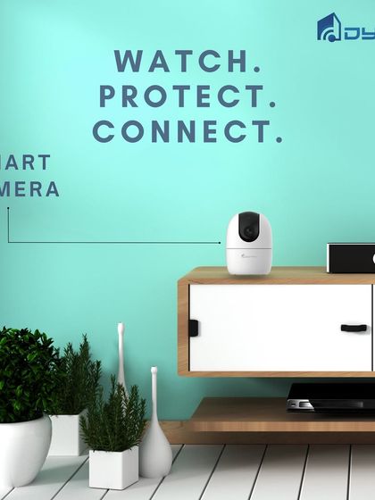 Watch, protect, and connect. Our smart camera sits discreetly in your living space, providing intelligent security and a way to stay connected to your home.