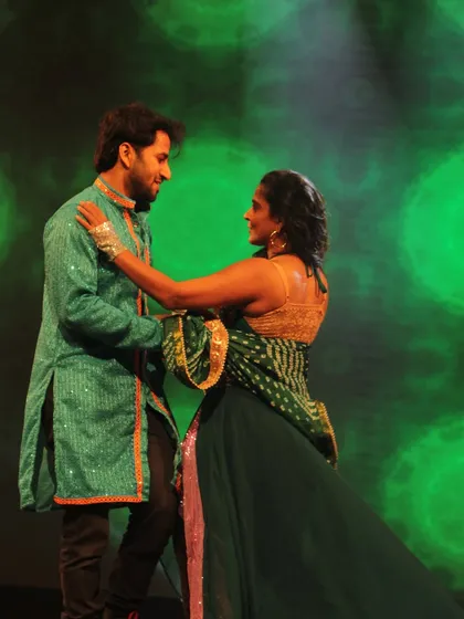 A tender moment of connection between dance partners during our 'Manch 23' show. Choreography is as much about emotion as it is about movement.