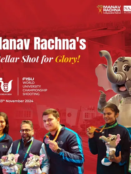 Our shooters, our pride. Manav Rachna's athletes shine with their medals at the FISU World University Championship, contributing to India's top position in the global tally. This is the result of relentless dedication.