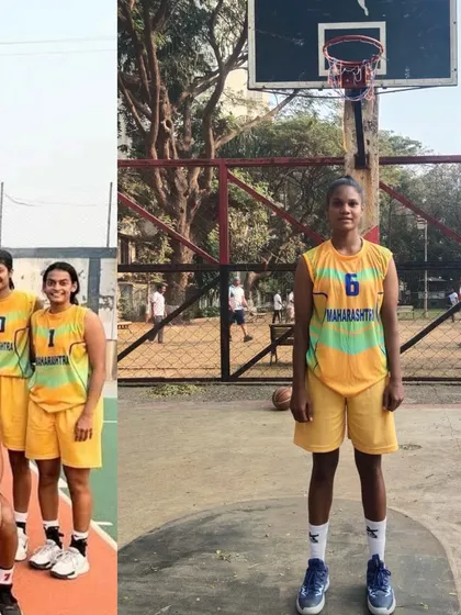 Saraswati Devkar with her teammates, proudly wearing the Maharashtra jersey. We celebrate her journey from our courts to the national stage.