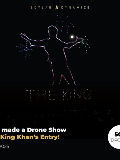 A snapshot from our '9 Years of BotLab' celebration, highlighting the 500-drone show we created for King Khan's grand entry at the IIFA 2025 awards.