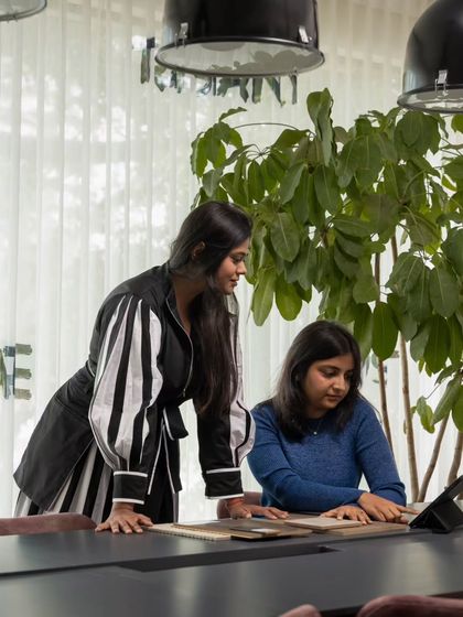 A candid moment of partnership and creativity. Our collaboration is the foundation of Studio Ruh, a continuous work in progress that we are incredibly proud of.