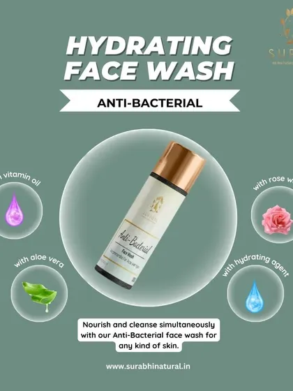 Our Hydrating Anti-Bacterial Face Wash is perfect for skin that needs both cleansing and nourishment. It's packed with vitamin oil, aloe vera, and rose water to suit any skin type.