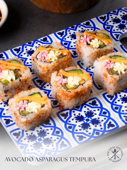 For those who love a bit of crunch, my Avocado and Asparagus Tempura rolls are a must-try.
