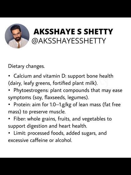 Menopause is a natural stage of aging that brings hormonal changes and can affect metabolism. I provide guidance on dietary changes, such as prioritizing protein and calcium, to manage symptoms and support your health during this transition.