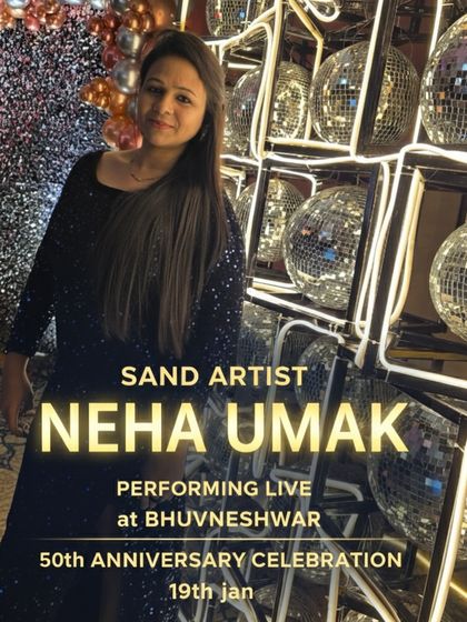 A poster for a 50th-anniversary celebration I performed at in Bhuvneshwar. The disco ball background perfectly matched the party's theme.