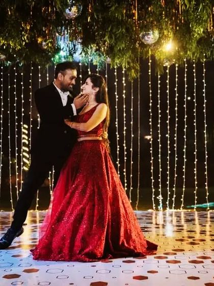 The chemistry is everything. I choreograph intimate moments like this to capture the romance between the couple during their sangeet dance.