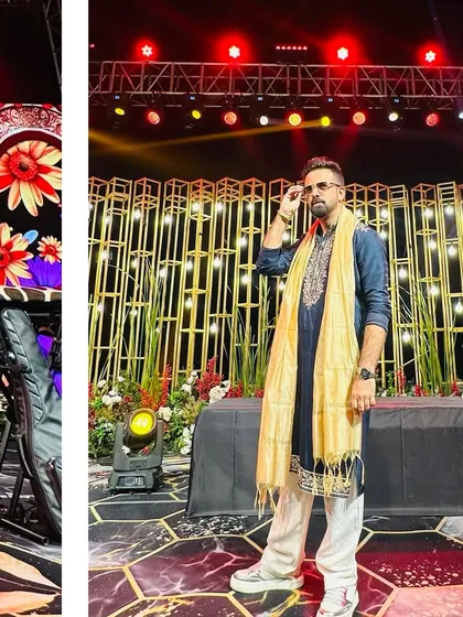 My look for a Sufi Night event. The elegant blue kurta paired with a golden shawl was perfect for the soulful and grand theme of the evening.