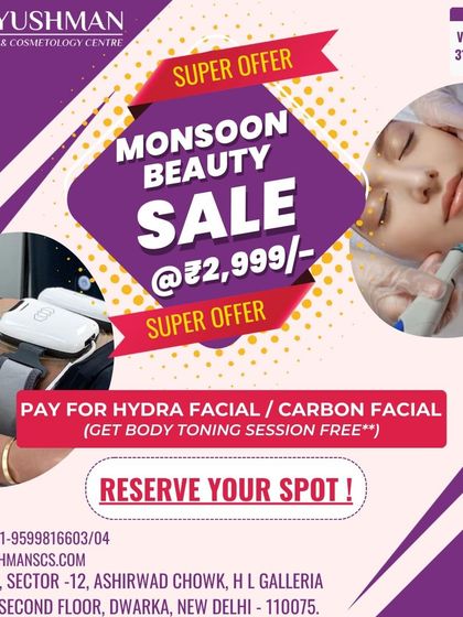 Our Monsoon Beauty Sale featured a super offer: pay for a HydraFacial or Carbon Facial and receive a body toning session completely free. A perfect package to rejuvenate your face and body.