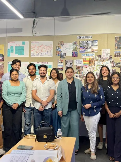 A group photo with the talented students and faculty at JS Institute of Design. It was a pleasure for us to share our industry insights and see their creative progress.