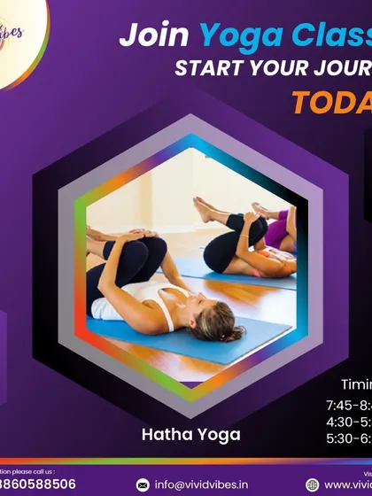 This graphic highlights our Hatha Yoga classes. This ancient practice combines physical postures, breathing techniques, and meditation to bring balance to your mind, body, and spirit.