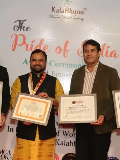 A proud moment as we display the multiple world record certificates achieved by Kalabhumi Arts at our award ceremony.