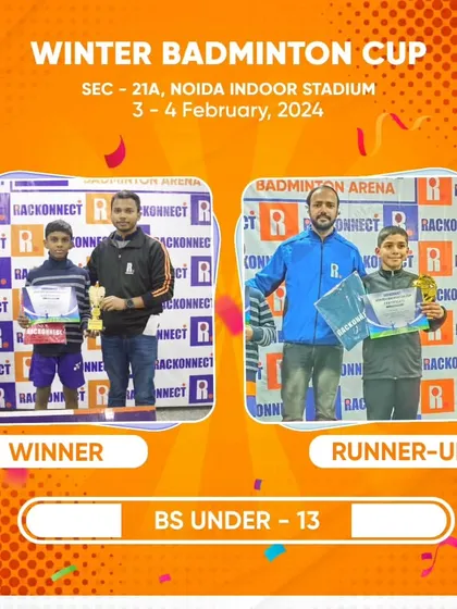 The winners and runners up of the Boys Singles Under 13 category from the Winter Badminton Cup. These graphics celebrate the achievements of the participants in our tournaments.