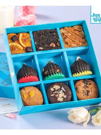 Our assorted Modak box for Ganpati, featuring our unique cake modaks alongside other festive cookies and brownies.
