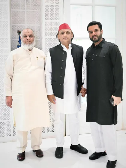 Discussing important matters with Shri Akhilesh Yadav. My work as a criminal lawyer requires me to stay connected with key public figures.