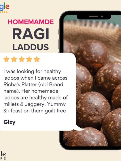 Gizy was looking for healthy laddus and found my homemade Ragi Laddus. I'm so glad she found them yummy and could feast on them guilt-free. This is the kind of experience I want all my customers to have.