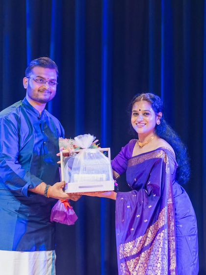 Presenting a token of our appreciation to a guest at Margam. We are grateful to everyone who comes to support and bless my students.