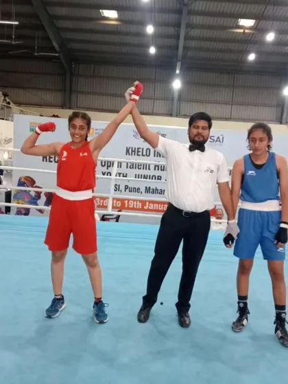 Nishi Patel, one of our top female boxers, winning gold at the Khelo India West Zone Talent Hunt. This is the level of excellence we strive for.