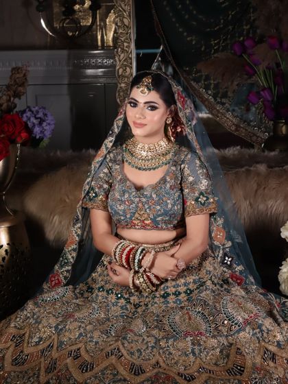 A full portrait of the bride, looking confident and beautiful, ready for her big day.