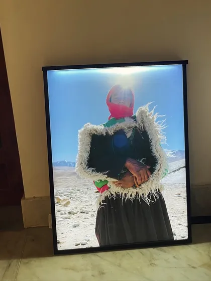 A lightbox photograph displayed at the Vogue x Royal Enfield event. This was part of the overall visual story I helped create for the collaboration.