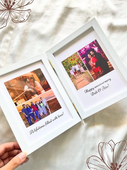 Our white folding frame is perfect for gifting, allowing you to display two special photos side-by-side.