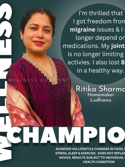 Ritika struggled for nine years with post-pregnancy weight gain, migraines, and joint pain. In just three months, she lost 8 kg, her migraines resolved, and she could climb stairs without pain again.