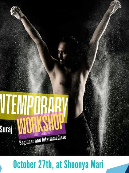 I regularly host contemporary dance workshops for beginner and intermediate levels across Bangalore. This is a poster from a recent workshop, which is a great way to dive into my teaching style in a single session.