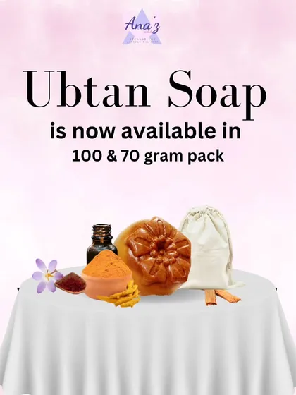 You can now get my popular Ubtan Soap in two convenient sizes, a 100g bar for regular use and a 70g pack for travel or trial.