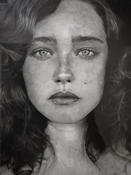 This is one of my most detailed hyper-realistic portraits, created using charcoal. It took over a year to complete, working on and off, and shows the level of depth and emotion I aim for in my realistic pencil and charcoal drawings.