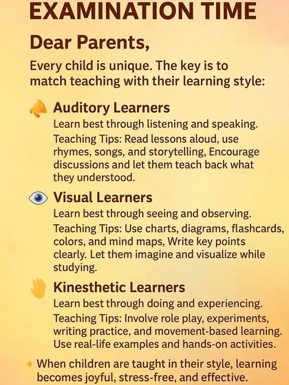 I help parents understand that every child learns differently. This guide shows how to identify and support your child's unique learning style, whether they are auditory, visual, or kinesthetic. Matching teaching methods to their style makes learning joyful and reduces study-related stress.