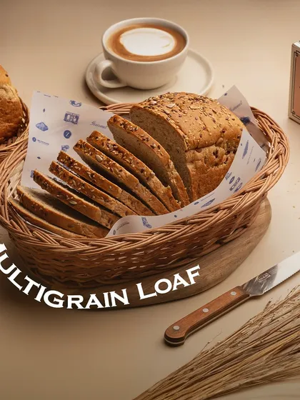 A basket of my freshly sliced Multigrain Loaf, perfect for a healthy and delicious start to the day.