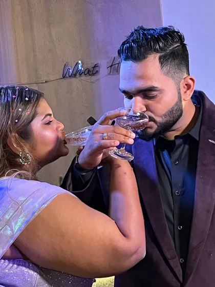 A toast to the happy couple, Ishan and Henal. We believe that a good drink is part of the celebration, and we love capturing these special moments.