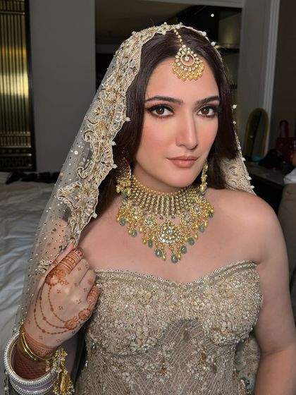 A dreamy bridal portrait with soft, elegant waves.