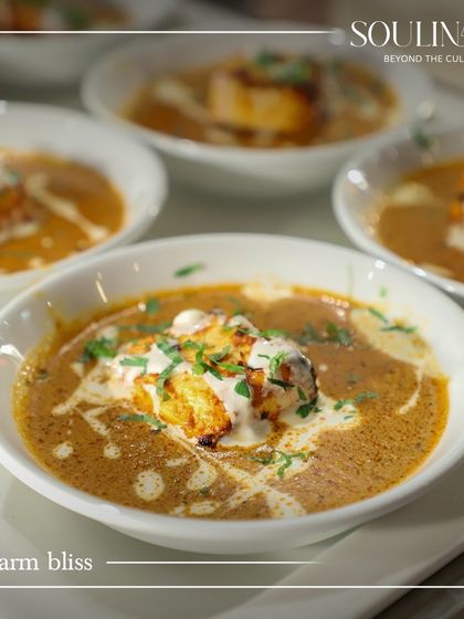 A comforting bowl of Paneer Tikka Masala, a warm and blissful dish for a winter corporate event. Our menus are adapted to suit the season and the mood.