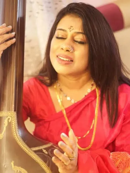 Immersed in my music with my tanpura. This instrument is the soul of my classical practice, helping me stay rooted in the traditions of Thumri and Ghazal even as I explore new compositions.