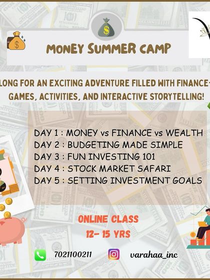 Our Money Summer Camp is an exciting online adventure into finance for ages 12-15. Guided by a practicing CA, this 5-day camp covers everything from budgeting and investing to the basics of the stock market safari.